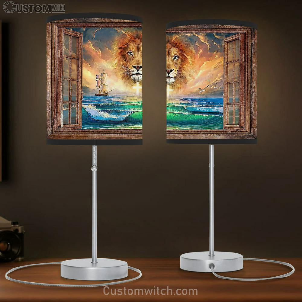The Lion Ocean Beach Table Lamb Art - Lion Table Lamb Wall Decor - Christian Scripture Table Lamb