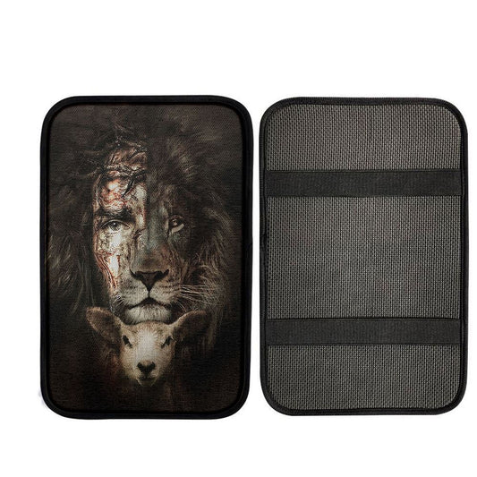 The Lion Of Judah And Lamb Car Armrest Pad, Christ Car Interior Accessories