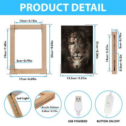The Lion Of Judah And Lamb Frame Lamp - Christian Art - Religious Home Decor