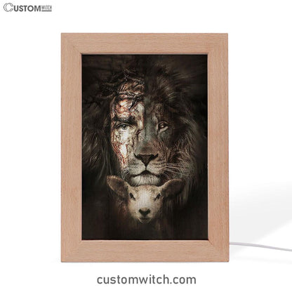 The Lion Of Judah And Lamb Frame Lamp - Christian Art - Religious Home Decor