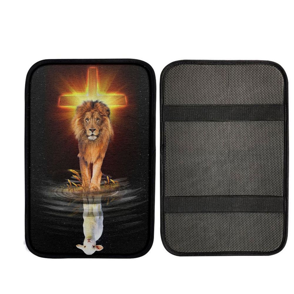 The Lion Of Judah And The Lamb Of God Car Center Console Cover, Christ Car Interior Accessories