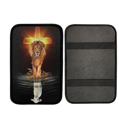 The Lion Of Judah And The Lamb Of God Car Center Console Cover, Christ Car Interior Accessories