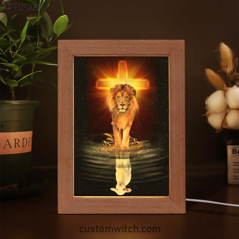The Lion Of Judah And The Lamb Of God Frame Lamp Prints - Bible Verse Decor - Scripture Art