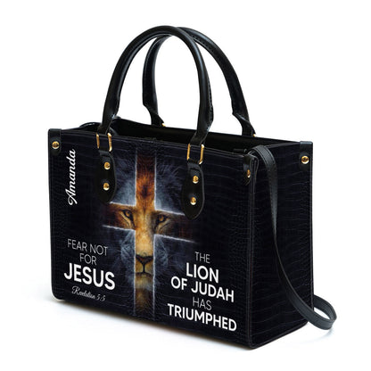 The Lion Of Judah Has Triumphed Leather Bag, Custom Name Cross Leather Handbag, Christian Gifts For Women