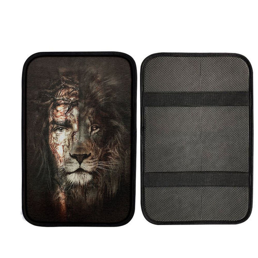 The Lion Of Judah The Perfect Combination Car Center Console Cover, Bible Verse Car Interior Accessories