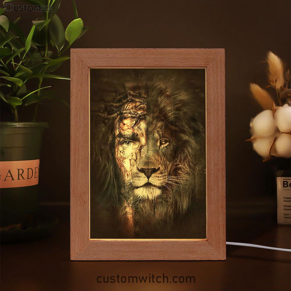 The Lion Of Judah The Perfect Combination Frame Lamp Art - Bible Verse Wooden Lamp - Inspirational Art - Christian Home Decor