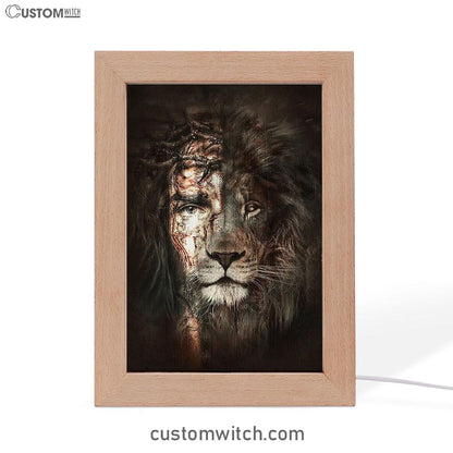 The Lion Of Judah The Perfect Combination Frame Lamp Art - Bible Verse Wooden Lamp - Inspirational Art - Christian Home Decor