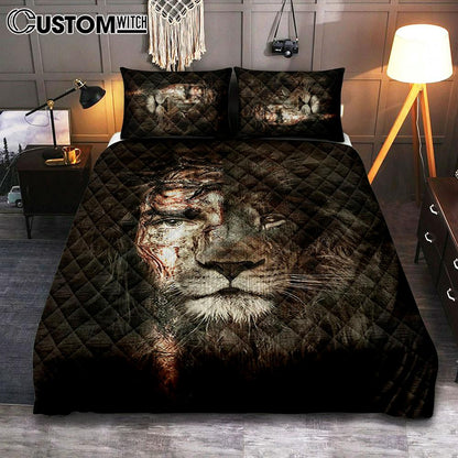 The Lion Of Judah The Perfect Combination Quilt Bedding Set Bedroom - Bible Verse Quilt Bedding Set Art - Christian Home Decor