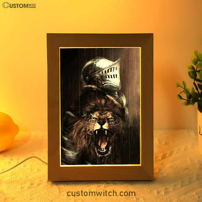 The Lion Of Judah Warrior Of Christ Frame Lamp Art - Christian Art - Bible Verse Art - Religious Home Decor