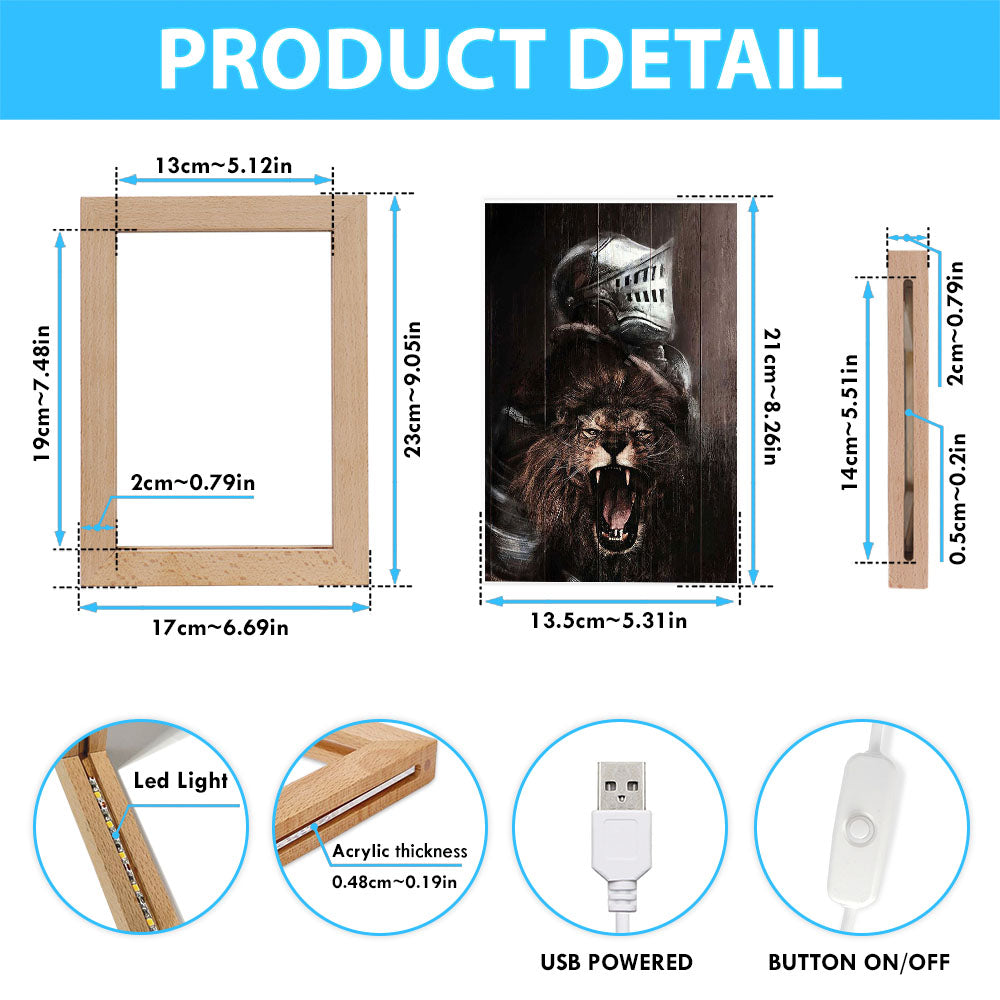 The Lion Of Judah Warrior Of Christ Frame Lamp Art - Christian Art - Bible Verse Art - Religious Home Decor