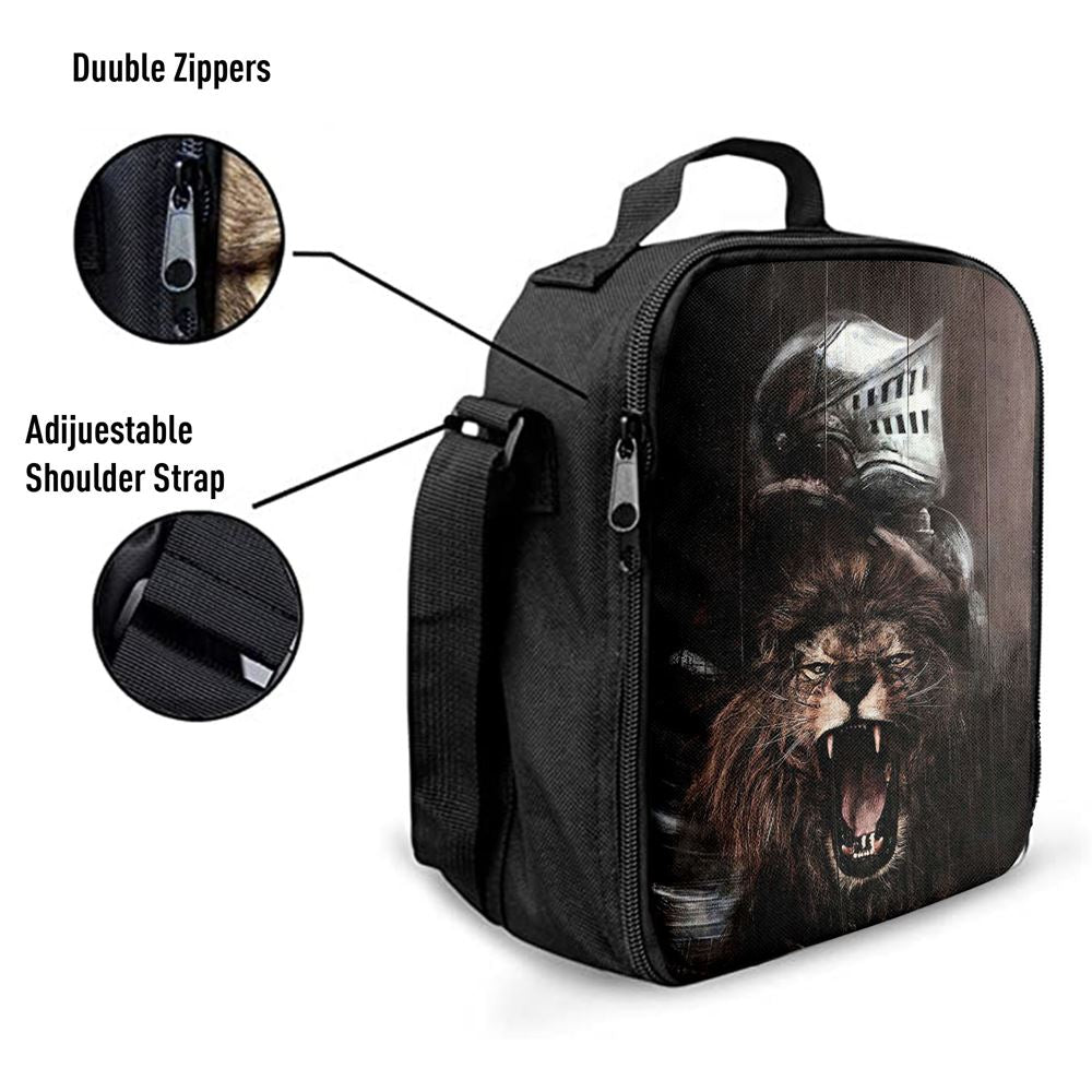 The Lion Of Judah Warrior Of Christ Lunch Bag For Men And Women, Spiritual Christian Lunch Box For School, Work