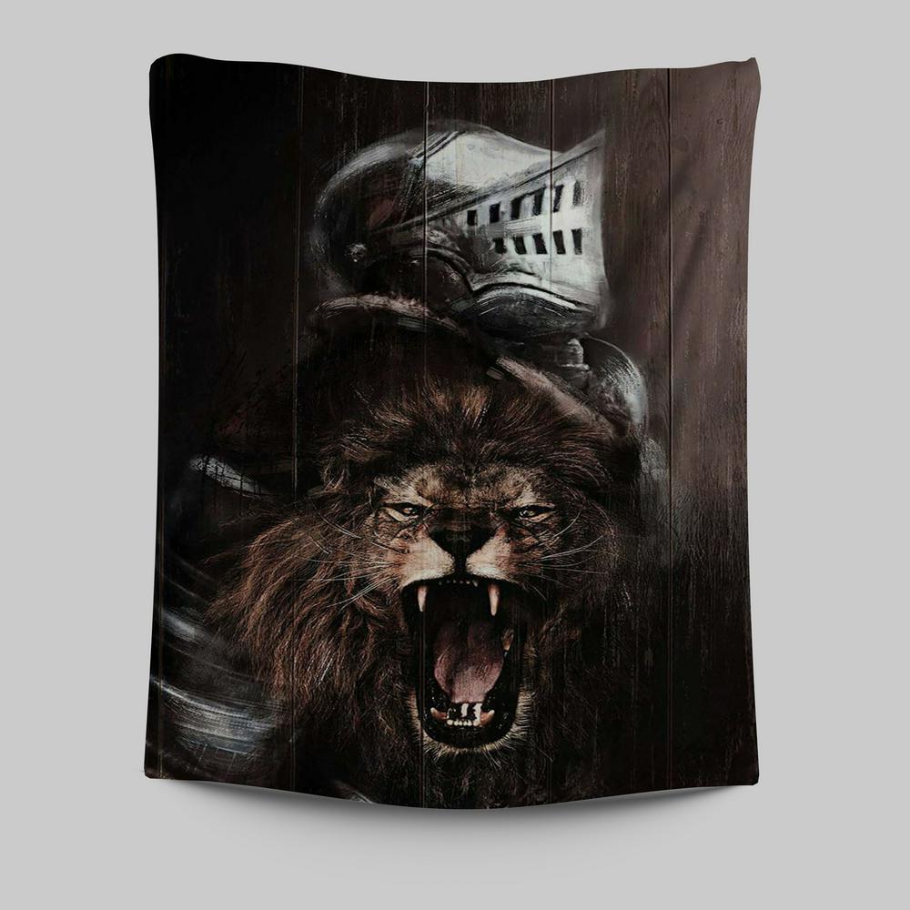 The Lion Of Judah Warrior Of Christ Tapestry Art - Christian Art - Bible Verse Wall Art - Religious Home Decor