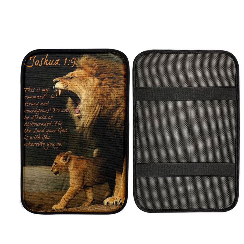 The Lion This Is My Command Car Center Console Cover - Lion Car Center Console Cover, Bible Verse Car Interior Accessories