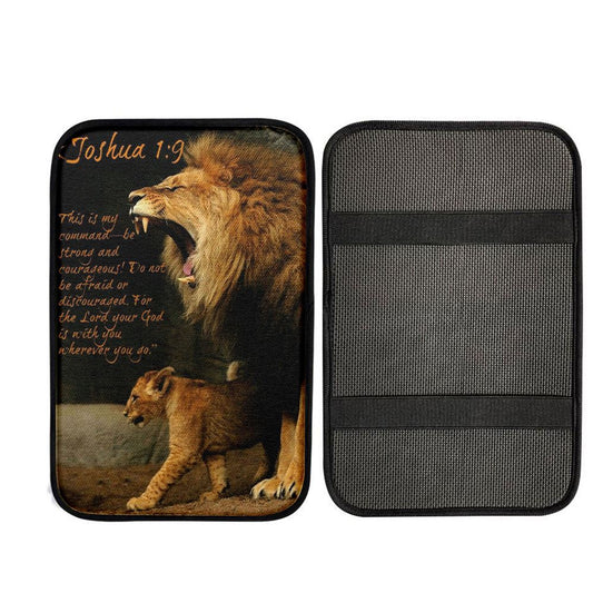 The Lion This Is My Command Car Center Console Cover - Lion Car Center Console Cover, Bible Verse Car Interior Accessories