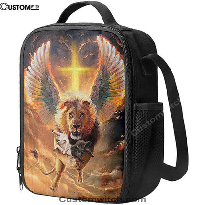 The Lion Wing Lambs Cross Lunch Bag For Men And Women - Lion Lunch Bag, Spiritual Christian Lunch Box For School, Work