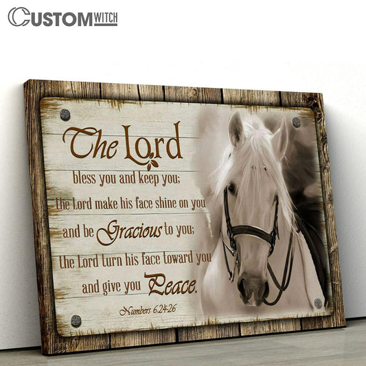 The Lord Bless You And Keep You Horse Farmhouse Canvas Art - Scripture Canvas Prints - Christian Wall Art