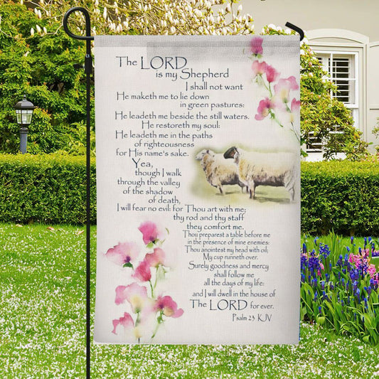 The Lord Is My Shepherd Flag, Christian's Flag, Garden Decor, Garden Flag Stand, Christian Flag, Scripture Flag, Garden Banner