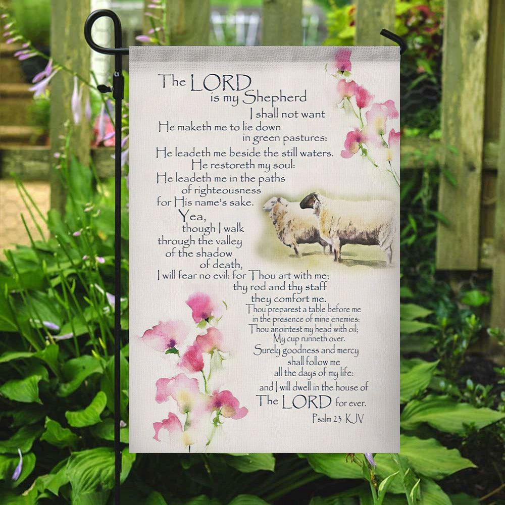 The Lord Is My Shepherd Flag, Christian's Flag, Garden Decor, Garden Flag Stand, Christian Flag, Scripture Flag, Garden Banner