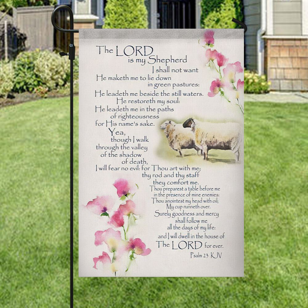 The Lord Is My Shepherd Flag, Christian's Flag, Garden Decor, Garden Flag Stand, Christian Flag, Scripture Flag, Garden Banner
