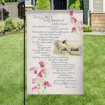 The Lord Is My Shepherd Flag, Christian's Flag, Garden Decor, Garden Flag Stand, Christian Flag, Scripture Flag, Garden Banner