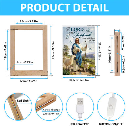 The Lord Is My Shepherd I Have All That I Need Walking With Lambs Jesus Frame Lamp Prints - Jesus Christ Frame Lamp Art - Christian Decor