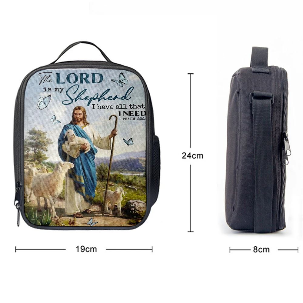 The Lord Is My Shepherd I Have All That I Need Walking With Lambs Jesus Lunch Bag For Men And Women, Spiritual Christian Lunch Box For School, Work