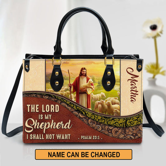 The Lord Is My Shepherd I Shall Not Want Personalized Christian Leather Bag For Women, Religious Gifts For Women