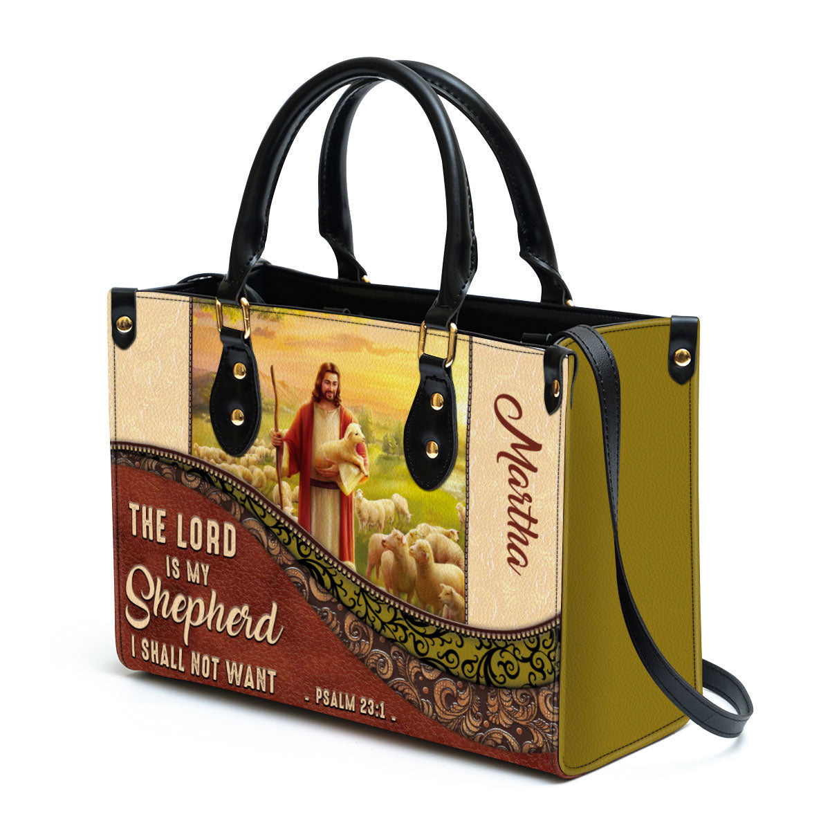 The Lord Is My Shepherd I Shall Not Want Personalized Christian Leather Bag For Women, Religious Gifts For Women