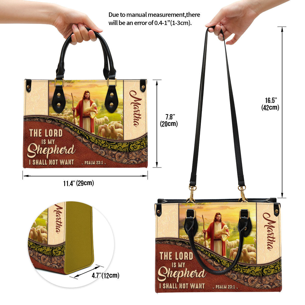 The Lord Is My Shepherd I Shall Not Want Personalized Christian Leather Bag For Women, Religious Gifts For Women