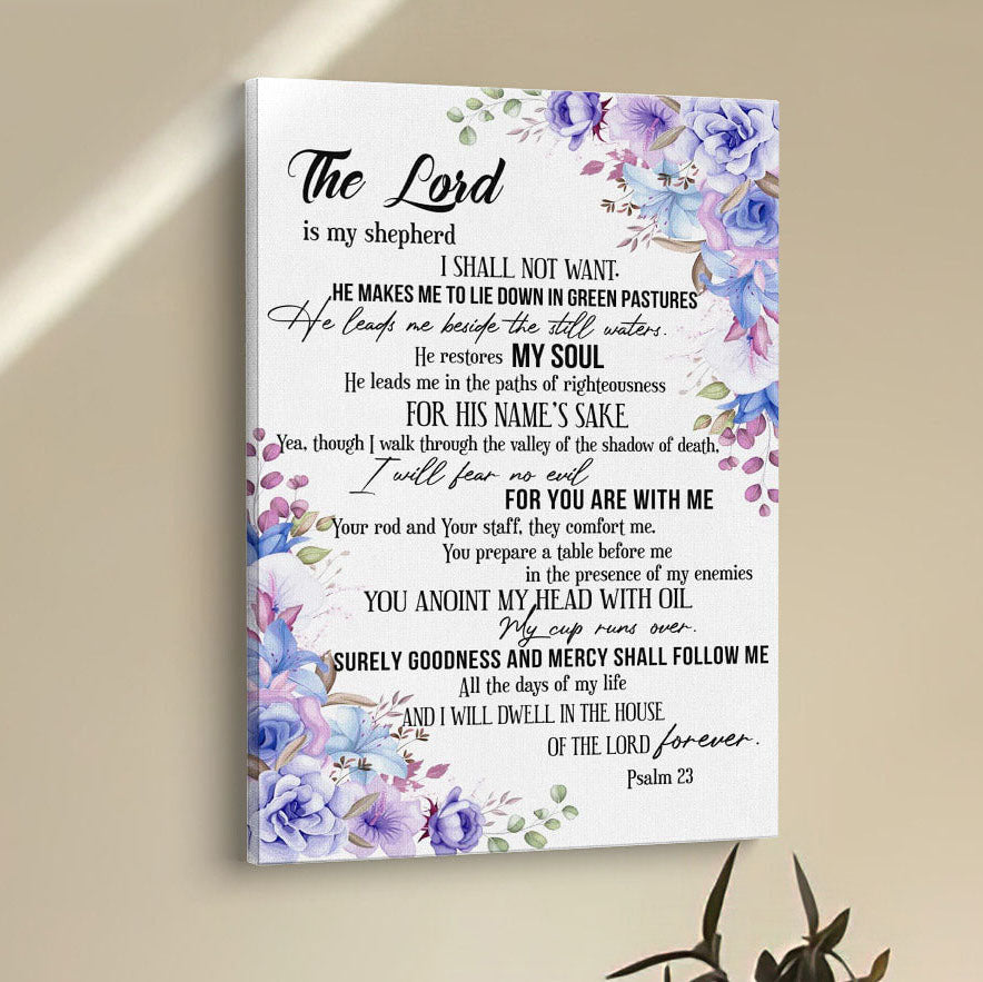 The Lord Is My Shepherd Psalm 23 Canvas Prints - Bible Verse Wall Decor - Scripture Wall Art