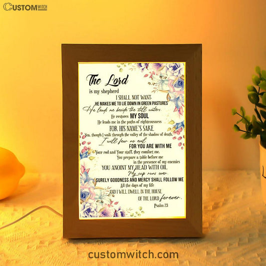 The Lord Is My Shepherd Psalm 23 Frame Lamp Prints - Bible Verse Decor - Scripture Art