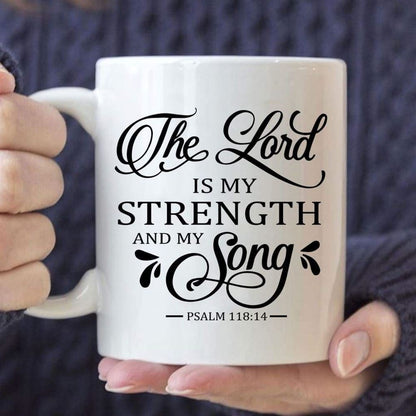 The Lord Is My Strength And My Song Coffee Mug, Christian Mug, Bible Mug, Faith Gift, Encouragement Gift