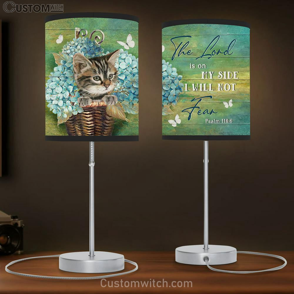 The Lord Is On My Side Blue Hydrangea Vase, Little Cat Lamb Gift Table Lamb - Christian Lamb Gift - Religious Art