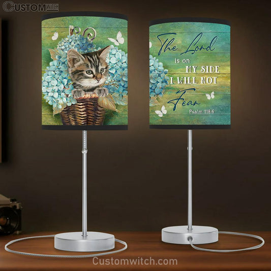 The Lord Is On My Side Blue Hydrangea Vase, Little Cat Lamb Gift Table Lamb - Christian Lamb Gift - Religious Art