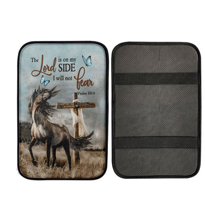 The Lord Is On My Side Horse Cross Car Center Console Cover, Christian Car Interior Accessories