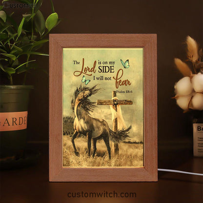 The Lord Is On My Side Horse Cross Frame Lamp Prints - Christian Decor - Bible Verse Wooden Lamp