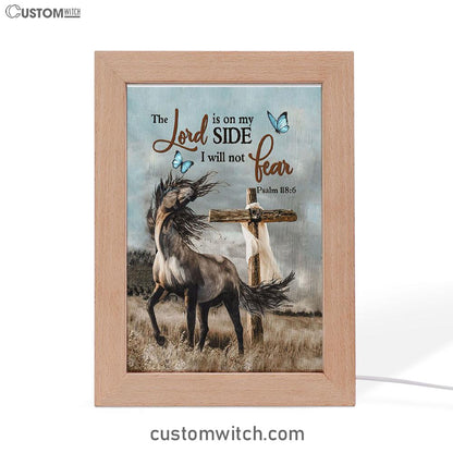 The Lord Is On My Side Horse Cross Frame Lamp Prints - Christian Decor - Bible Verse Wooden Lamp