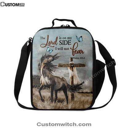 The Lord Is On My Side Horse Cross Lunch Bag For Men And Women, Spiritual Christian Lunch Box For School, Work