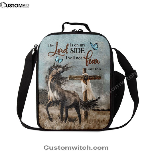 The Lord Is On My Side Horse Cross Lunch Bag For Men And Women, Spiritual Christian Lunch Box For School, Work