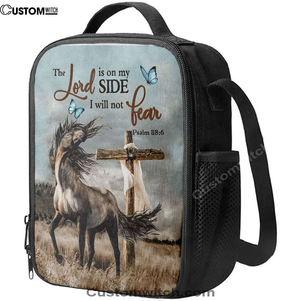 The Lord Is On My Side Horse Cross Lunch Bag For Men And Women, Spiritual Christian Lunch Box For School, Work