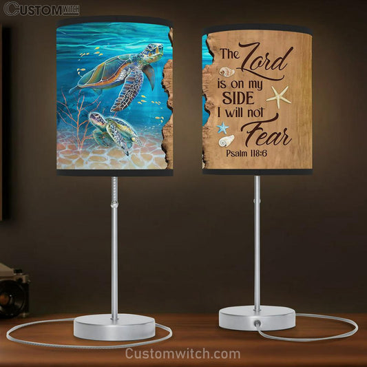 The Lord Is On My Side Sea Turtle Deep Ocean Table Lamb Art - Bible Verse Lamb Gift - Christian Bedroom Decor