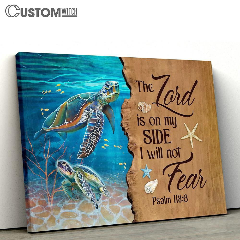 The Lord Is On My Side Sea Turtle Deep Ocean Canvas Art - Bible Verse Wall Art - Wall Decor Christian