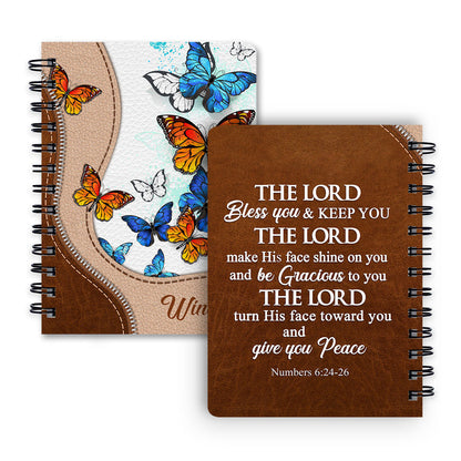 The Lord Make His face Shine On You And Be Gracious To You Personalized Sunflower Spiral Journal, Christian Art Gifts Journal
