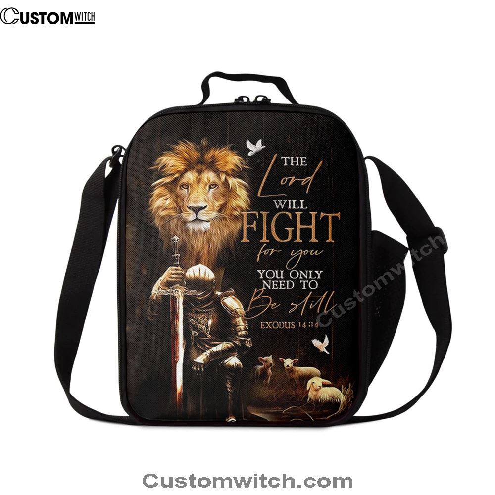 The Lord Will Fight For You Lunch Bag For Men And Women - Knight Of The God Lion Of Judah Lunch Bag, Spiritual Christian Lunch Box For School, Work