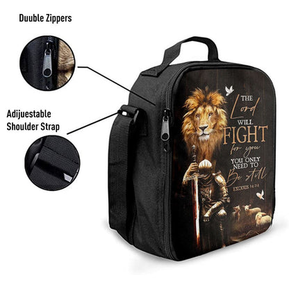 The Lord Will Fight For You Lunch Bag For Men And Women - Knight Of The God Lion Of Judah Lunch Bag, Spiritual Christian Lunch Box For School, Work