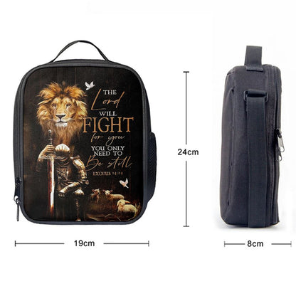 The Lord Will Fight For You Lunch Bag For Men And Women - Knight Of The God Lion Of Judah Lunch Bag, Spiritual Christian Lunch Box For School, Work