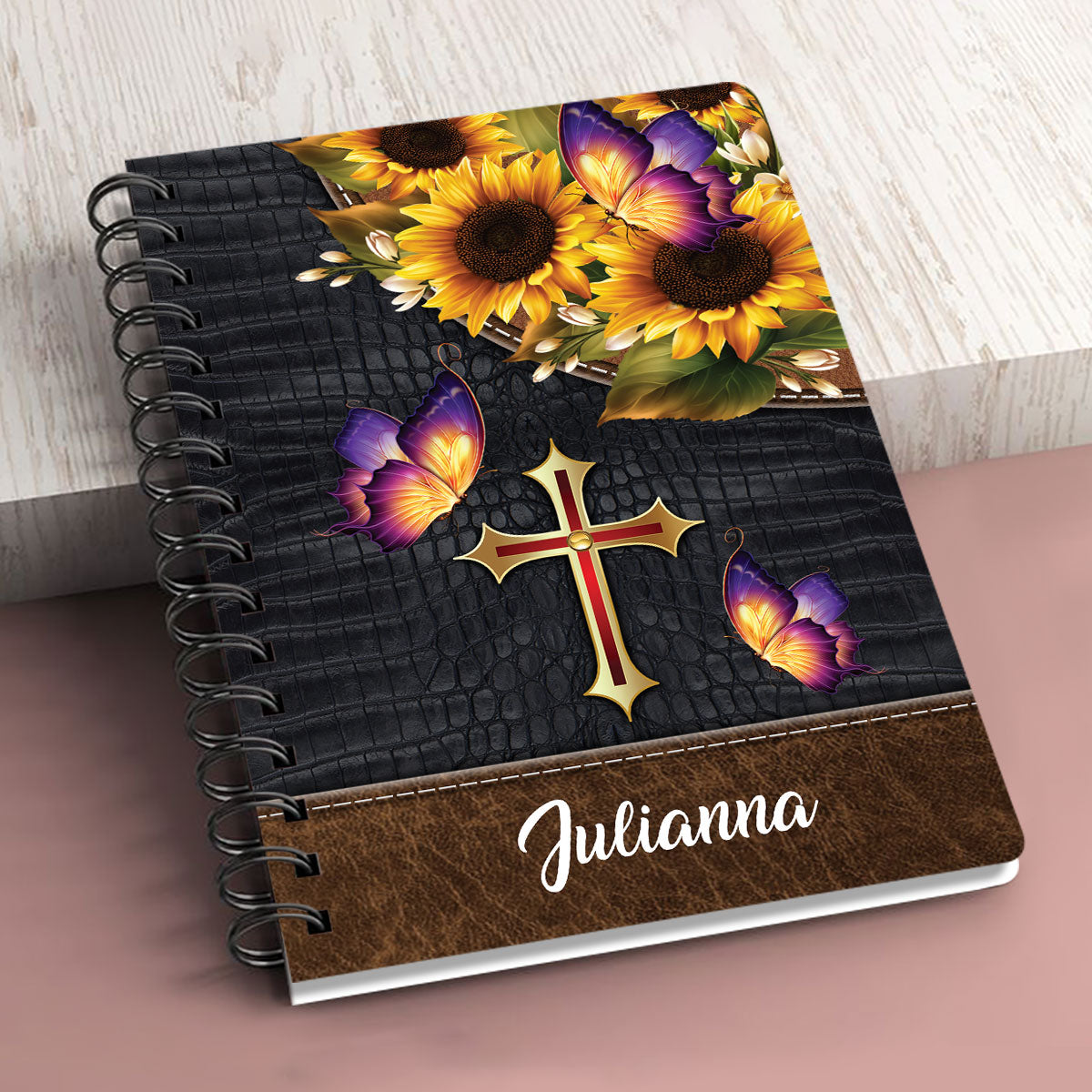 The Lord Will Rescue Me From Every Evil Deed Personalized Sunflower Spiral Journal, Inspiration Gifts For Christian People