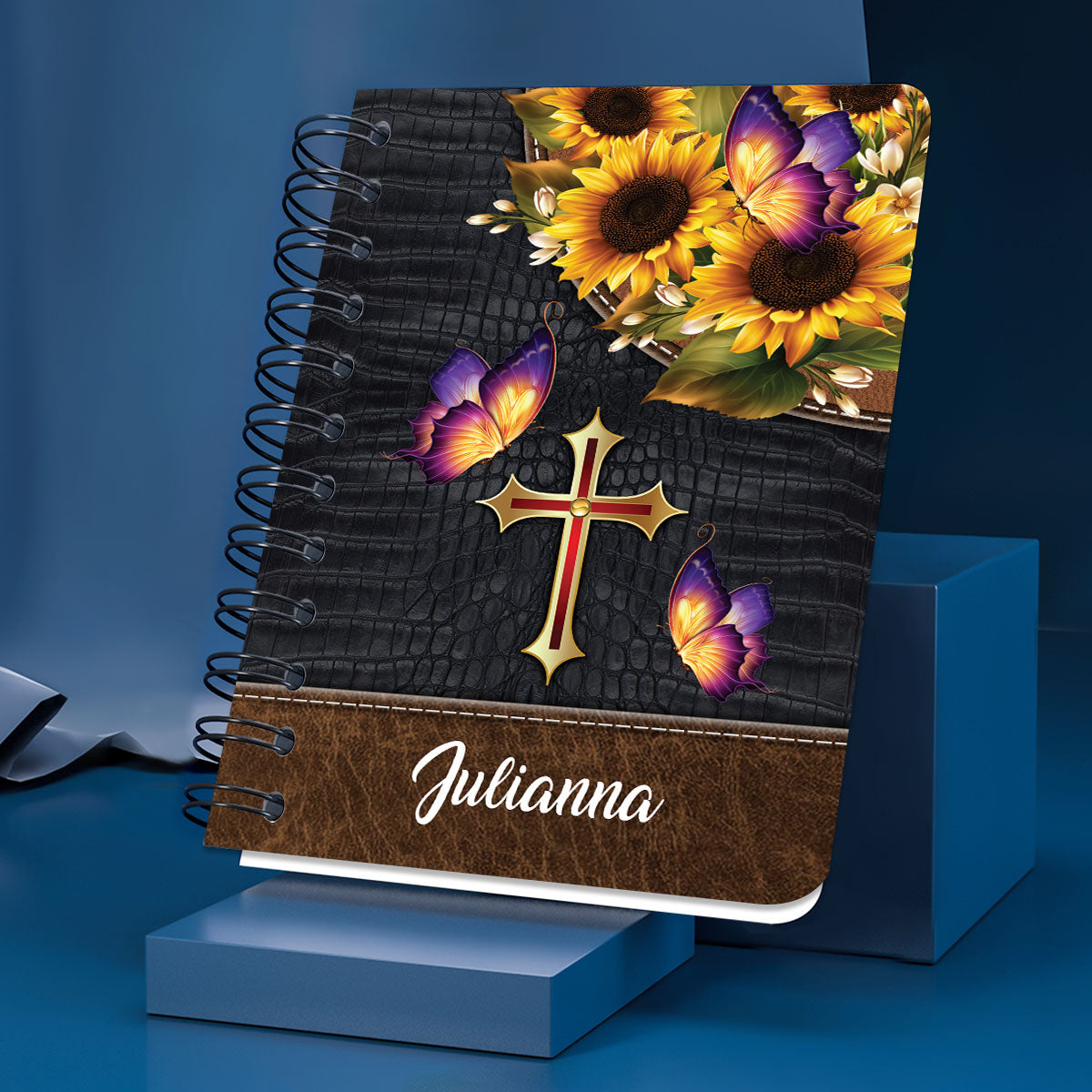 The Lord Will Rescue Me From Every Evil Deed Personalized Sunflower Spiral Journal, Inspiration Gifts For Christian People