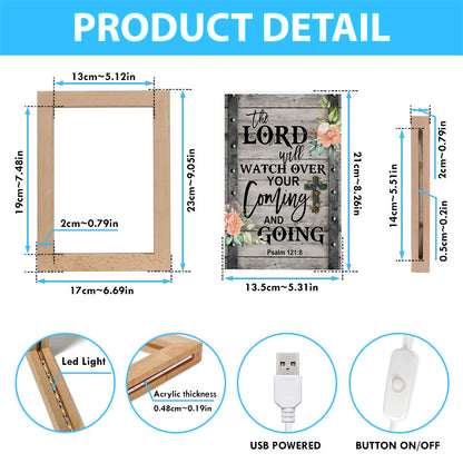 The Lord Will Watch Over Your Coming And Going Psalm 1218 Frame Lamp Prints - Bible Verse Decor - Scripture Art