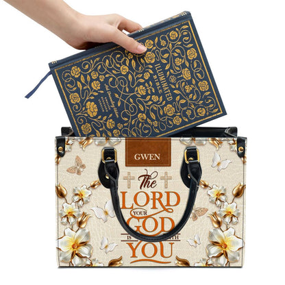 The Lord Your God Is With You Awesome Personalized Leather Bag For Women, Religious Gifts For Women